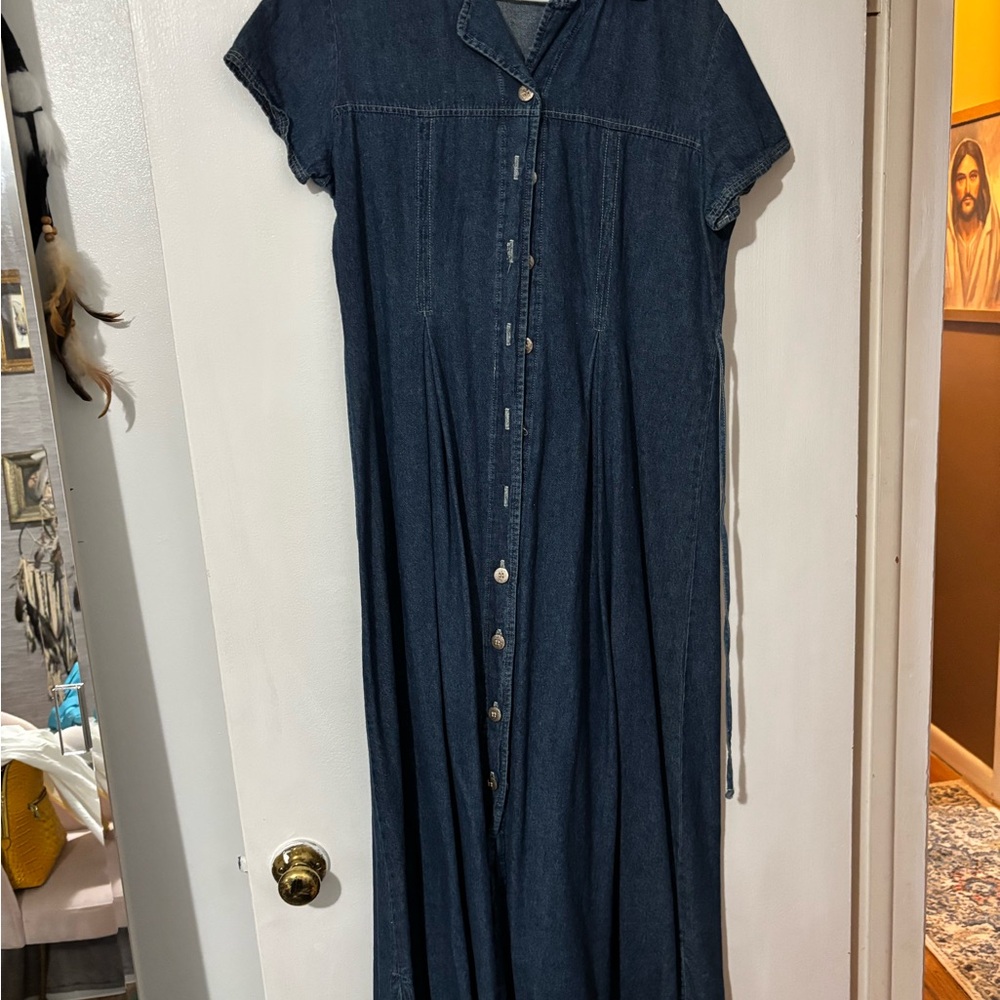 Vintage Blue Buttoned Maxi Sundress